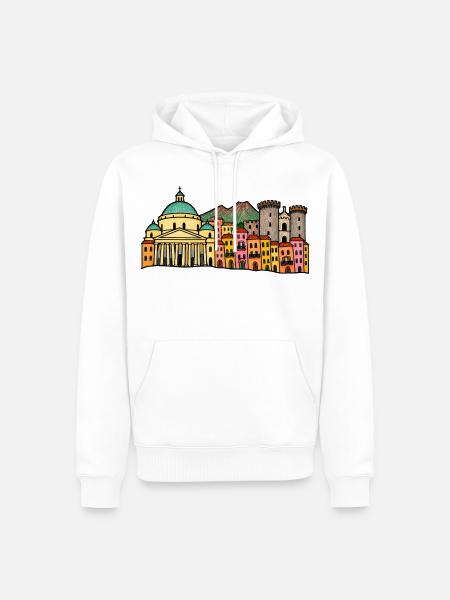 Handgezeichnete Skyline von Neapel - Männer Premium Bio Hoodie - Weiß