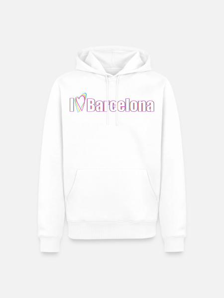 I Love Barcelona Statement - Männer Premium Bio Hoodie - Weiß