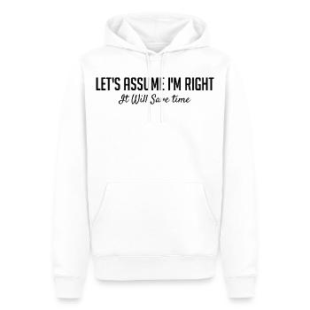 Supposons que j’aie raison. - Sweat à capuche Premium bio Homme - blanc - Devant - Nico (187cm)