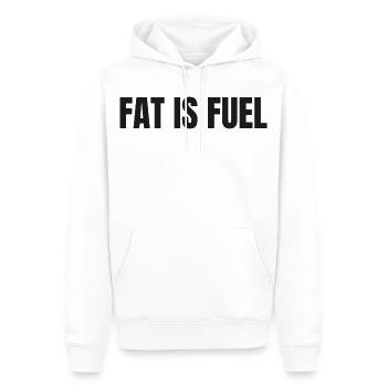 FAT IS FUEL | Carnivore T-Shirt High Fat Lifestyle - Männer Premium Bio Hoodie - Weiß - Vorne - Nico (187cm)
