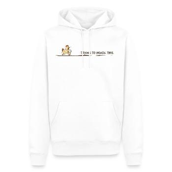 Essayer de Hendl Ce Huhn Denglisch Spruch witzig - Sweat à capuche Premium bio Homme - blanc - Devant - Nico (187cm)