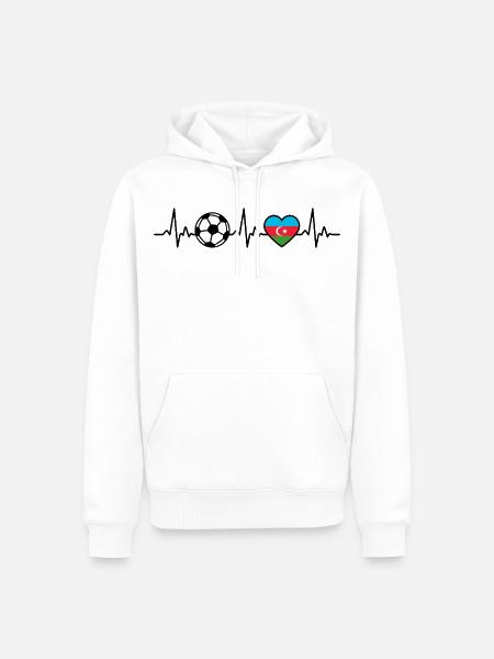 Aserbaidschan Fußball Herzschlag Aserbaidschan - Männer Premium Bio Hoodie - Weiß