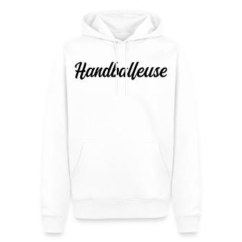 Handballeuse Sportive Ballons Buts Terrain Équipe - Sweat à capuche Premium bio Homme - blanc - Devant - Nico (187cm)