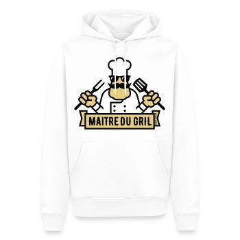 Maître Du Gril (Griller / Barbecue / BBQ / 2C) - Sweat à capuche Premium bio Homme - blanc - Devant - Nico (187cm)