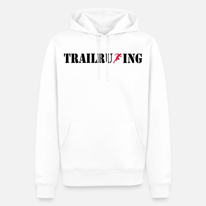 TRAIL RUNNING - Sweat à capuche Premium bio Homme - blanc