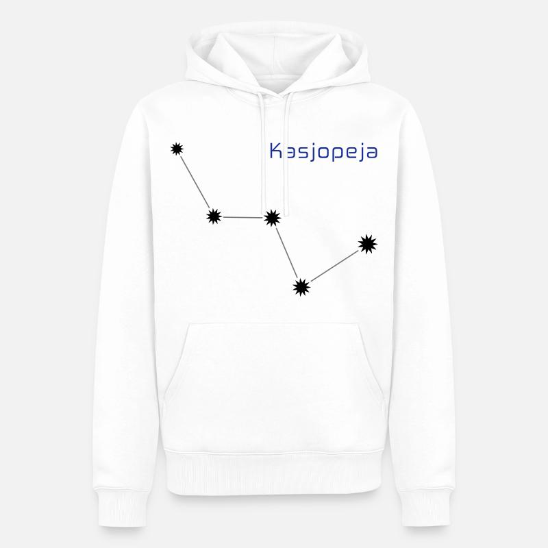 Das Sternbild "Cassiopeia" mit der Inschrift "Cassiopeia" - Männer Premium Bio Hoodie - Weiß