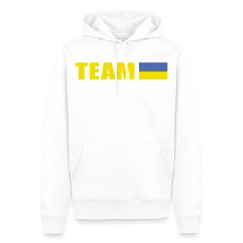 Support Team Ukraine - Men’s Premium Organic Hoodie - white - Front - Nico (187cm)
