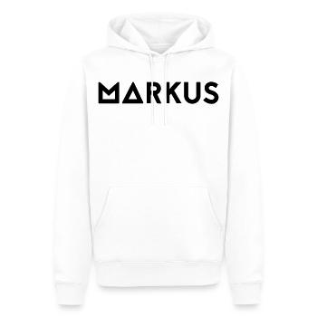 Prénom Markus - Sweat à capuche Premium bio Homme - blanc - Devant - Nico (187cm)