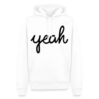 yeah Typografie - Männer Premium Bio Hoodie - Weiß - Vorne - Nico (187cm)