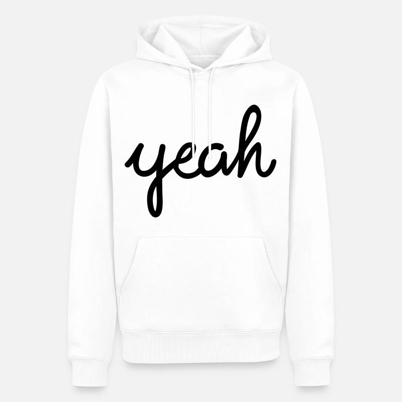 yeah Typografie - Männer Premium Bio Hoodie - Weiß