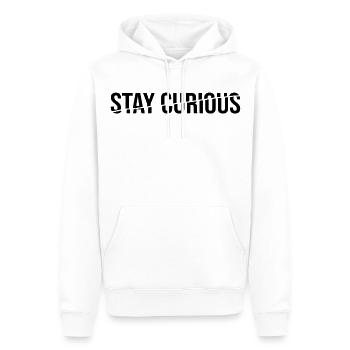 stay curious - Männer Premium Bio Hoodie - Weiß - Vorne - Nico (187cm)