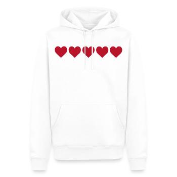 Red hearts in minimalist pattern - Men’s Premium Organic Hoodie - white - Front - Nico (187cm)