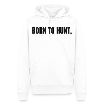 BORN TO HUNT Carnivore Outdoor Statement - Männer Premium Bio Hoodie - Weiß - Vorne - Nico (187cm)