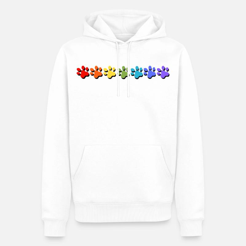 Pfoten Farbexplosion in Regenbogen Stile - Männer Premium Bio Hoodie - Weiß