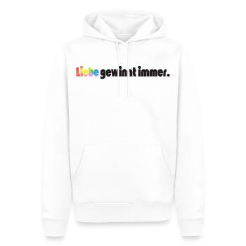 Liebe gewinnt immer Frieden Statement Vielfalt - Männer Premium Bio Hoodie - Weiß - Vorne - Nico (187cm)