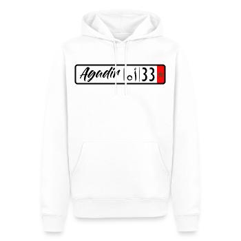 plaque d'immatriculation Agadir 33 - Sweat à capuche Premium bio Homme - blanc - Devant - Nico (187cm)