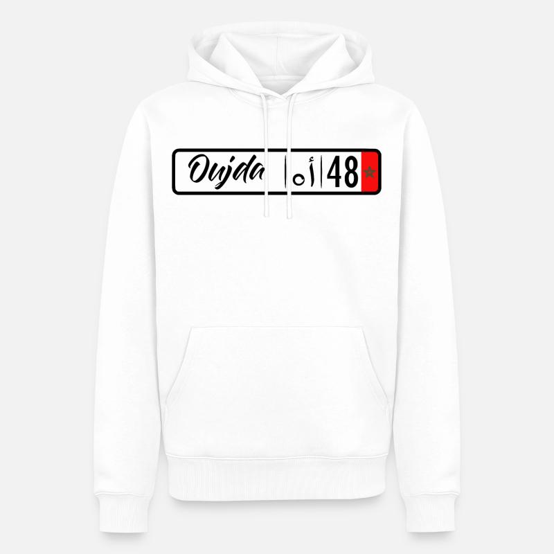 Plaque d'immatriculation Oujda 48 - Sweat à capuche Premium bio Homme - blanc