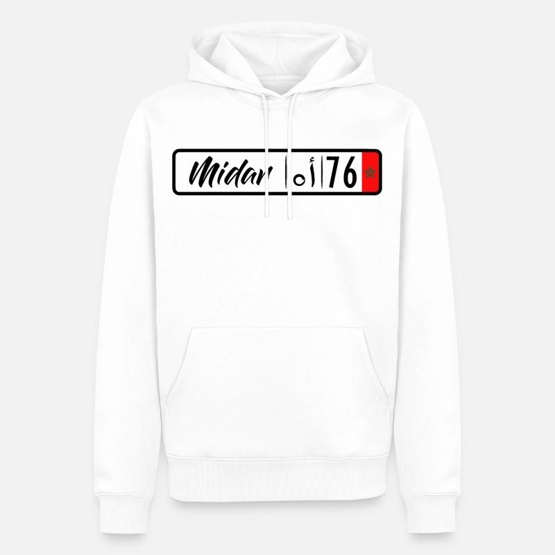 plaque d'immatriculation Midar 76 - Sweat à capuche Premium bio Homme - blanc