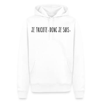 Je Tricote Donc Je Suis - Humour Tricot - Sweat à capuche Premium bio Homme - blanc - Devant - Nico (187cm)