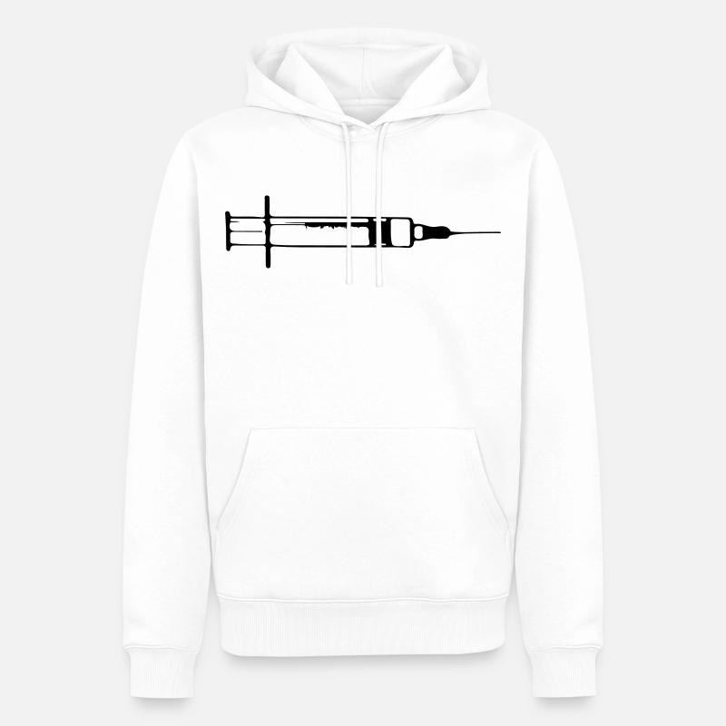 Aiguille de seringue d'injection 1c - Sweat à capuche Premium bio Homme - blanc