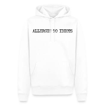 Allergic to Idiots Typography Saying - Men’s Premium Organic Hoodie - white - Front - Nico (187cm)
