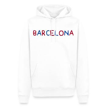 Barcelona - Men’s Premium Organic Hoodie - white - Front - Nico (187cm)