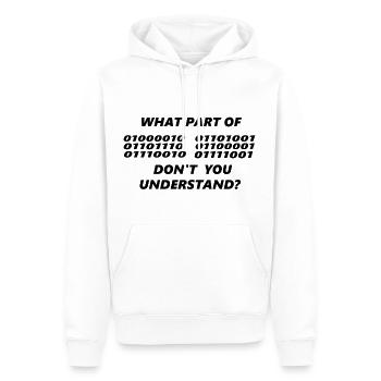 Dire drôle à propos de l'informatique - Sweat à capuche Premium bio Homme - blanc - Devant - Nico (187cm)