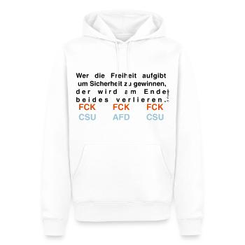 FCKCSU - Männer Premium Bio Hoodie - Weiß - Vorne - Nico (187cm)