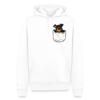 Chien en poche de chiot de poche - Sweat à capuche Premium bio Homme - blanc - Devant - Nico (187cm)