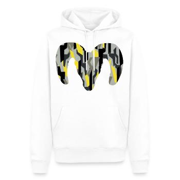 Dickhornschaf Camouflage – Wildnis pur - Männer Premium Bio Hoodie - Weiß - Vorne - Nico (187cm)