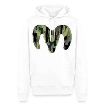 Dickhornschaf Camouflage – Wildnis pur - Männer Premium Bio Hoodie - Weiß - Vorne - Nico (187cm)