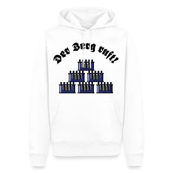 Der Berg Ruft! (Bier Bierkästen Bierkisten / Blau) - Männer Premium Bio Hoodie - Weiß - Vorne - Nico (187cm)