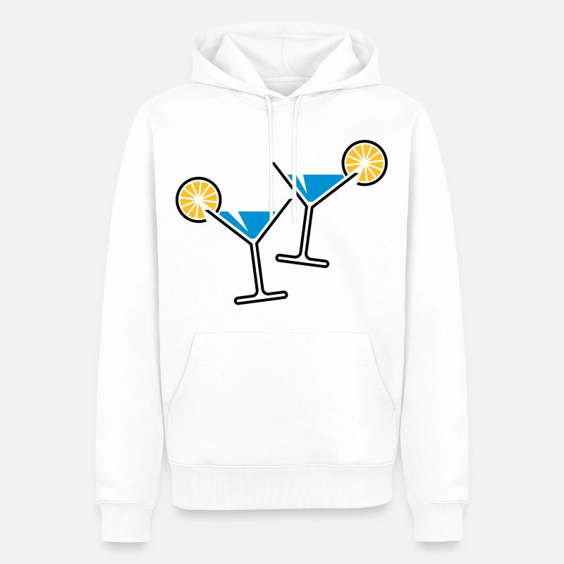 2 Cocktailgläser / Cocktail / Martini + (Hellblau) - Männer Premium Bio Hoodie - Weiß