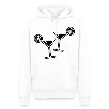2 verres cocktail / cocktail / martini + (noir) - Sweat à capuche Premium bio Homme - blanc - Devant - Nico (187cm)