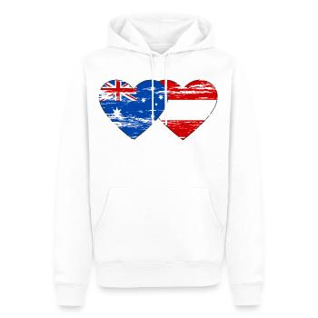 Australien Österreich Flagge Herz Flagge used - Männer Premium Bio Hoodie - Weiß - Vorne - Nico (187cm)