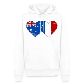 Australien Frankreich Flagge Herz used - Männer Premium Bio Hoodie - Weiß - Vorne - Nico (187cm)