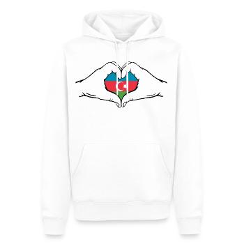 Aserbaidschan Herzform mit Hände - Männer Premium Bio Hoodie - Weiß - Vorne - Nico (187cm)