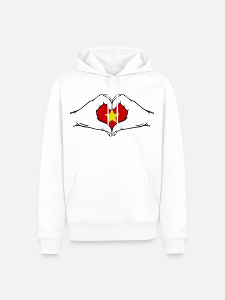 Vietnam Herzform - Männer Premium Bio Hoodie - Weiß