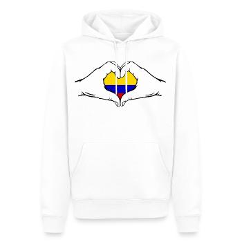 Kolumbien Flagge Herzform - Männer Premium Bio Hoodie - Weiß - Vorne - Nico (187cm)