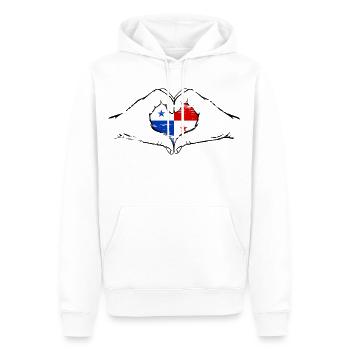 Drapeau du Panama en forme de coeur utilisé - Sweat à capuche Premium bio Homme - blanc - Devant - Nico (187cm)