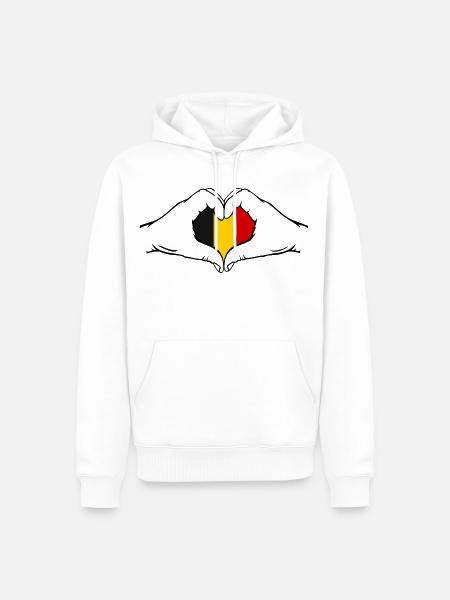 Belgien Flagge Herzform - Männer Premium Bio Hoodie - Weiß