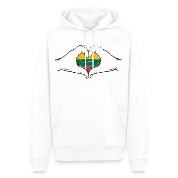 Litauen Flagge Herzform used - Männer Premium Bio Hoodie - Weiß - Vorne - Nico (187cm)
