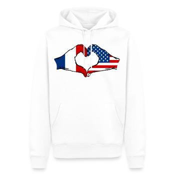 France USA Heart Shape with Hands - Men’s Premium Organic Hoodie - white - Front - Nico (187cm)