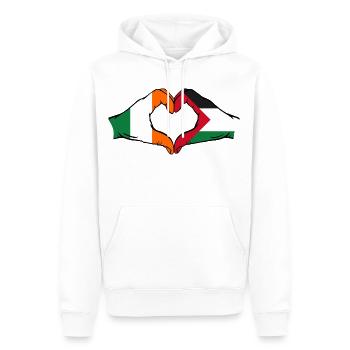 Irland Palästina Herzform mit Hände - Männer Premium Bio Hoodie - Weiß - Vorne - Nico (187cm)