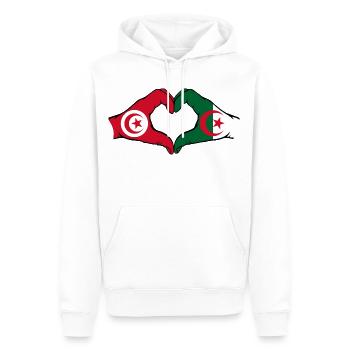 Tunisia Algeria heart shape with hands - Men’s Premium Organic Hoodie - white - Front - Nico (187cm)