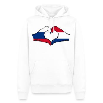 Russia Holland heart shape with hands - Men’s Premium Organic Hoodie - white - Front - Nico (187cm)