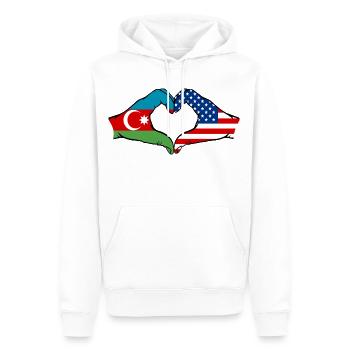 Aserbaidschan USA Herzform mit Hände - Männer Premium Bio Hoodie - Weiß - Vorne - Nico (187cm)