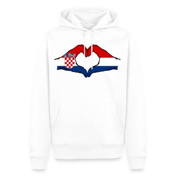 Croatia Holland Heart Shape with Hands - Men’s Premium Organic Hoodie - white - Front - Nico (187cm)