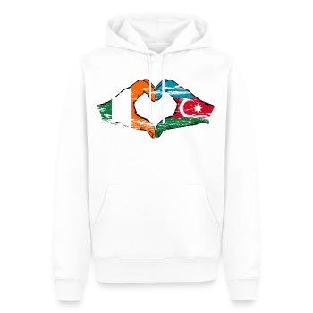 Irland Aserbaidschan Herzform mit Hände used - Männer Premium Bio Hoodie - Weiß - Vorne - Nico (187cm)
