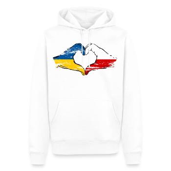 Ukraine Poland Heart shape with hands used - Men’s Premium Organic Hoodie - white - Front - Nico (187cm)